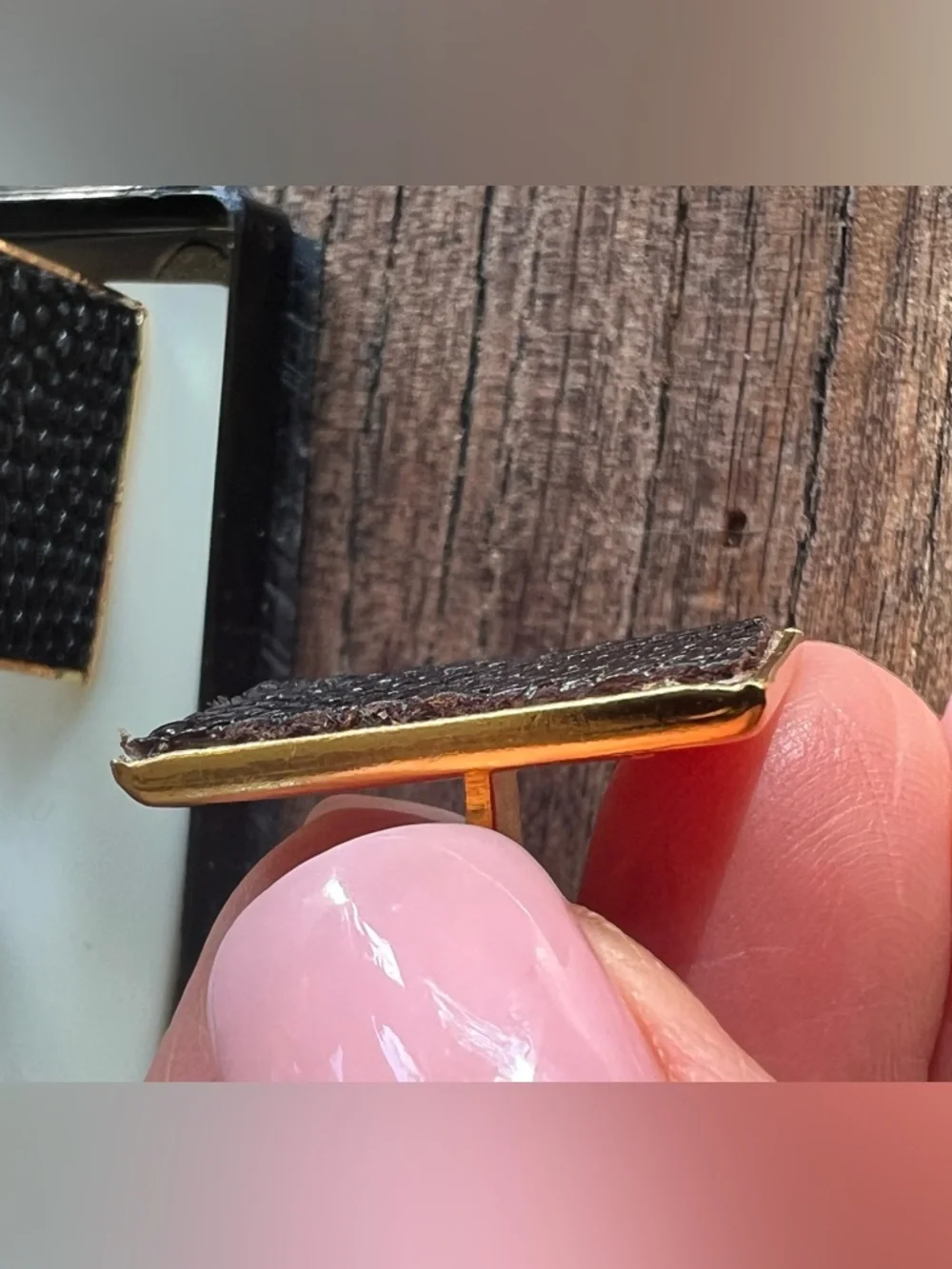 Gold and Black Rectangular Cufflinks - Classic Men's Accessory